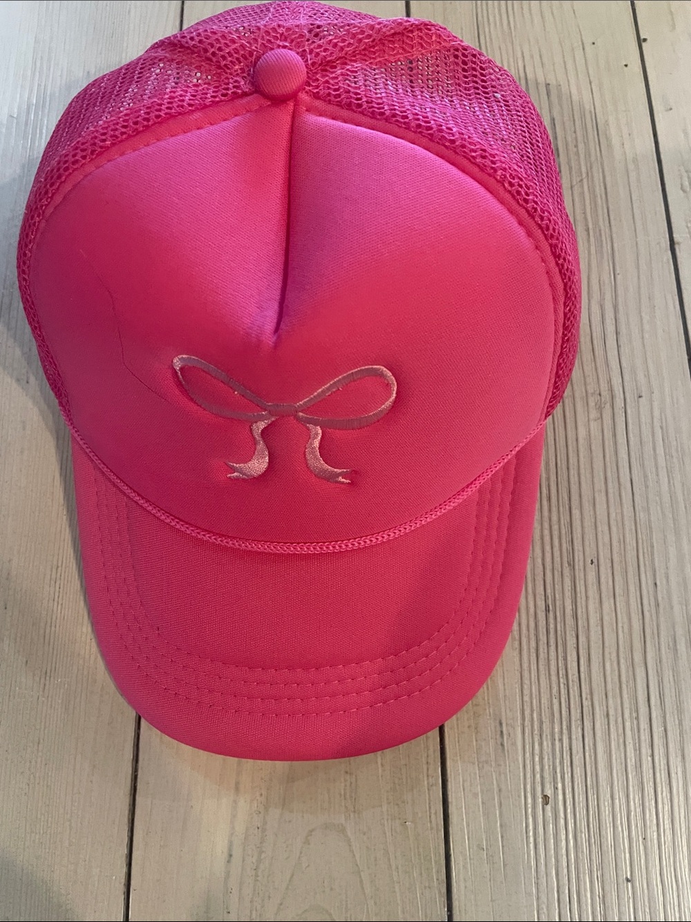 Pink Bow Mesh Trucker Hat